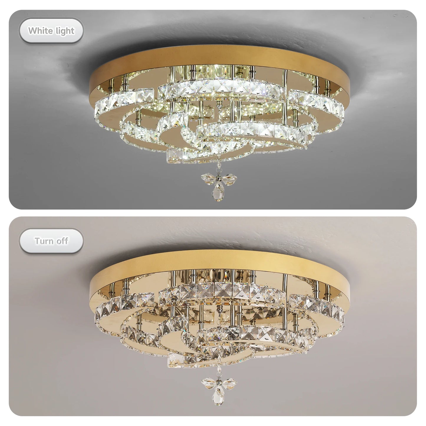 Flower Led Ceiling Lamp Modern Crystal Drop Chandelier Pendant Light Ceiling Light Home Decor Fixtures Living Room RC Dimming
