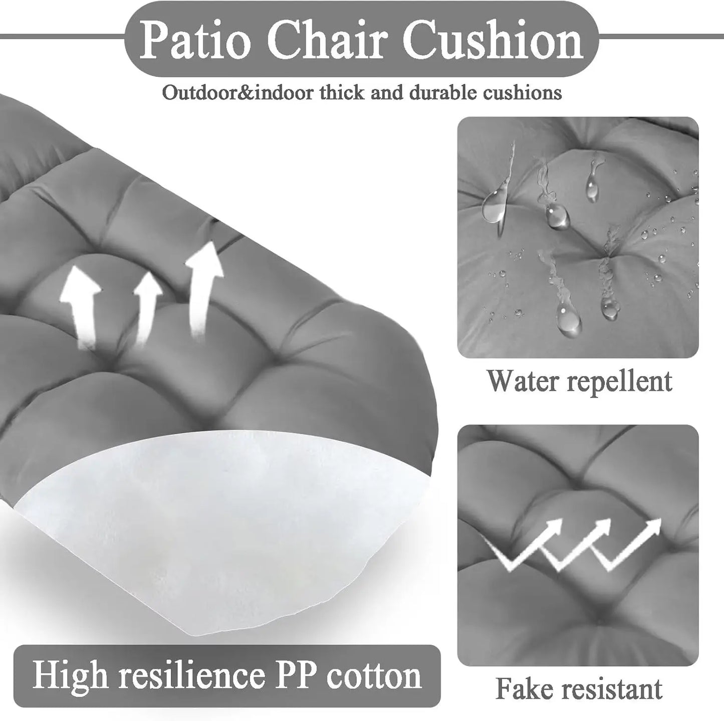Thick Water-Resistant Cushion for Adirondack and Rocking Chairs, High Elasticity PP Cotton, Size 44x19x4