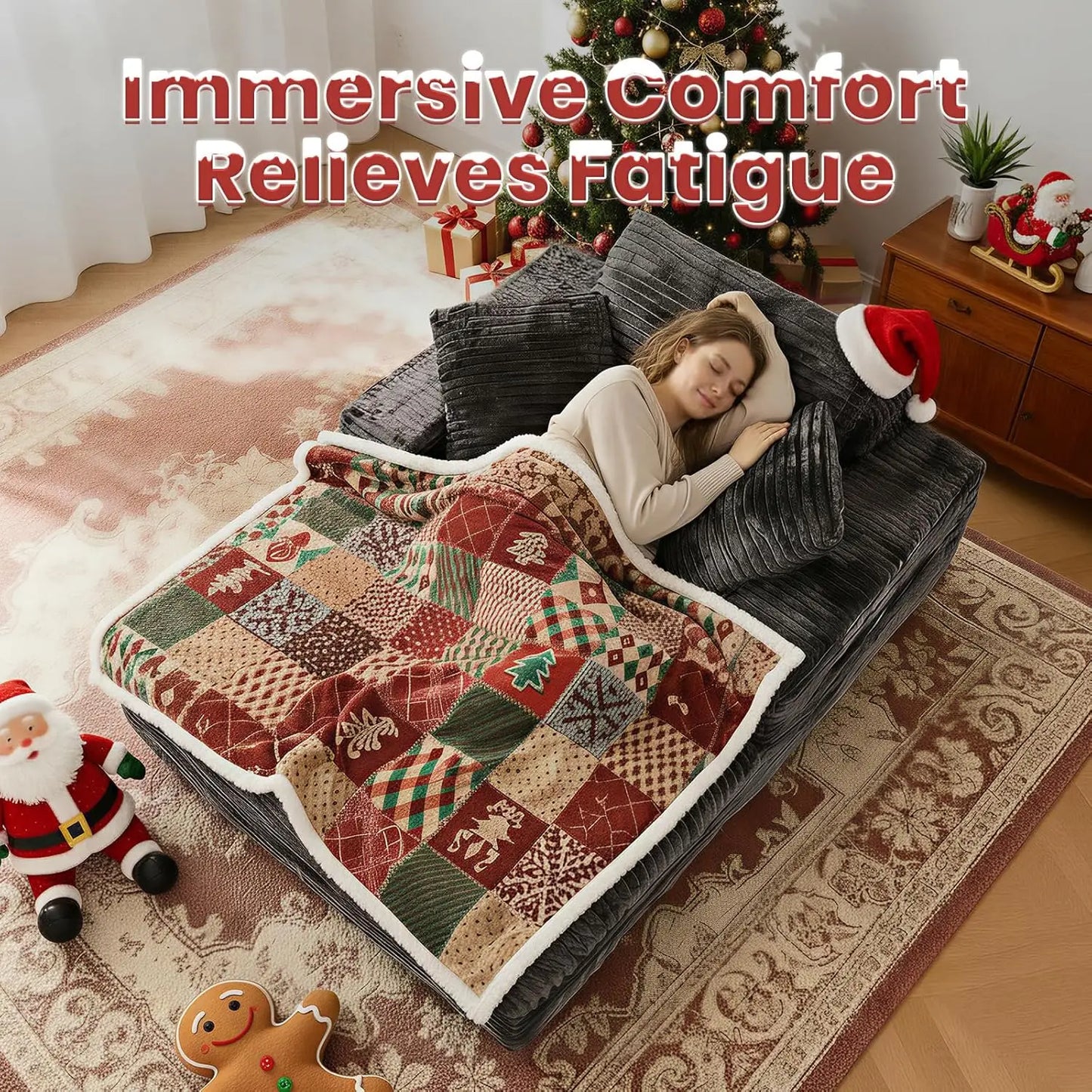68" Oversized Chaise Lounge Indoor Cloud Layer Couch 3 Pillows Reading No Assembly Black Customized
