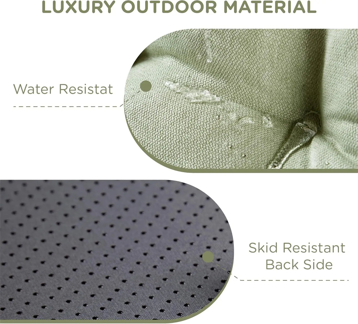 Waterproof Rocking Chair Cushion Set for Outdoor Patio, Fits Most Standard Rockers in Sage Green