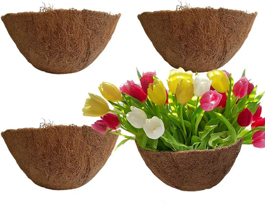 4PCS Natural Coco Liner for 24 Inch Hanging Basket, Round Planter Replacement, Coconut Coir Fiber Garden Pot