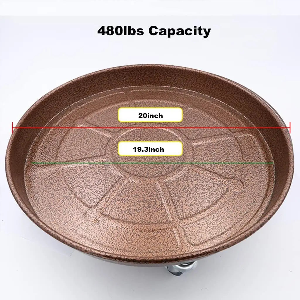 20" Round Plant Stand with Lockable Wheels, 480lb Heavy Duty for Indoor Outdoor Use, Rolling Dolly Planter Caddy