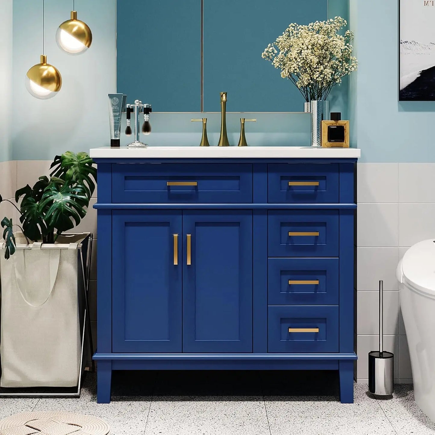 36 inch Bathroom Vanity with Sink, Modern Wood Bathroom Cabinet in Green, Bathroom Vanity Set with Tip-Out Drawer,, Customized