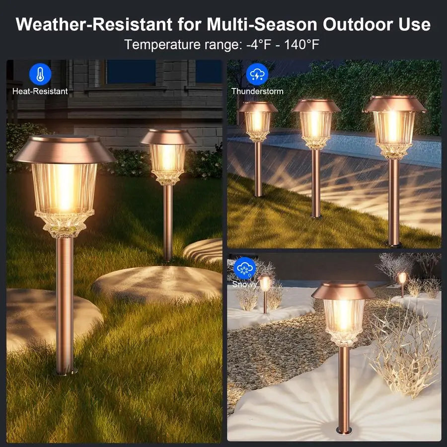 Solar Pathway Lights Outdoor 6 Pack Solar Lights Outdoor Waterproof, 1040 LM Dimmable Auto On Off Solar Outdoors Lights Yard Gar