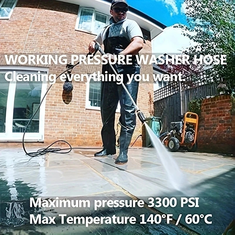 1pc 3-layer braided, shiny 5800PSl high-pressure washer hose - 26ft/50ft bright black-explosion no trace, anti-twist electric wa