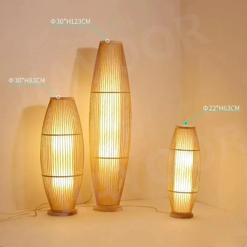 Art Chinese Floor Lamp Retro Bamboo Weaving Living Room Tea Room Japanese Bedroom Classic Creative Ornament Lighting Fixtures