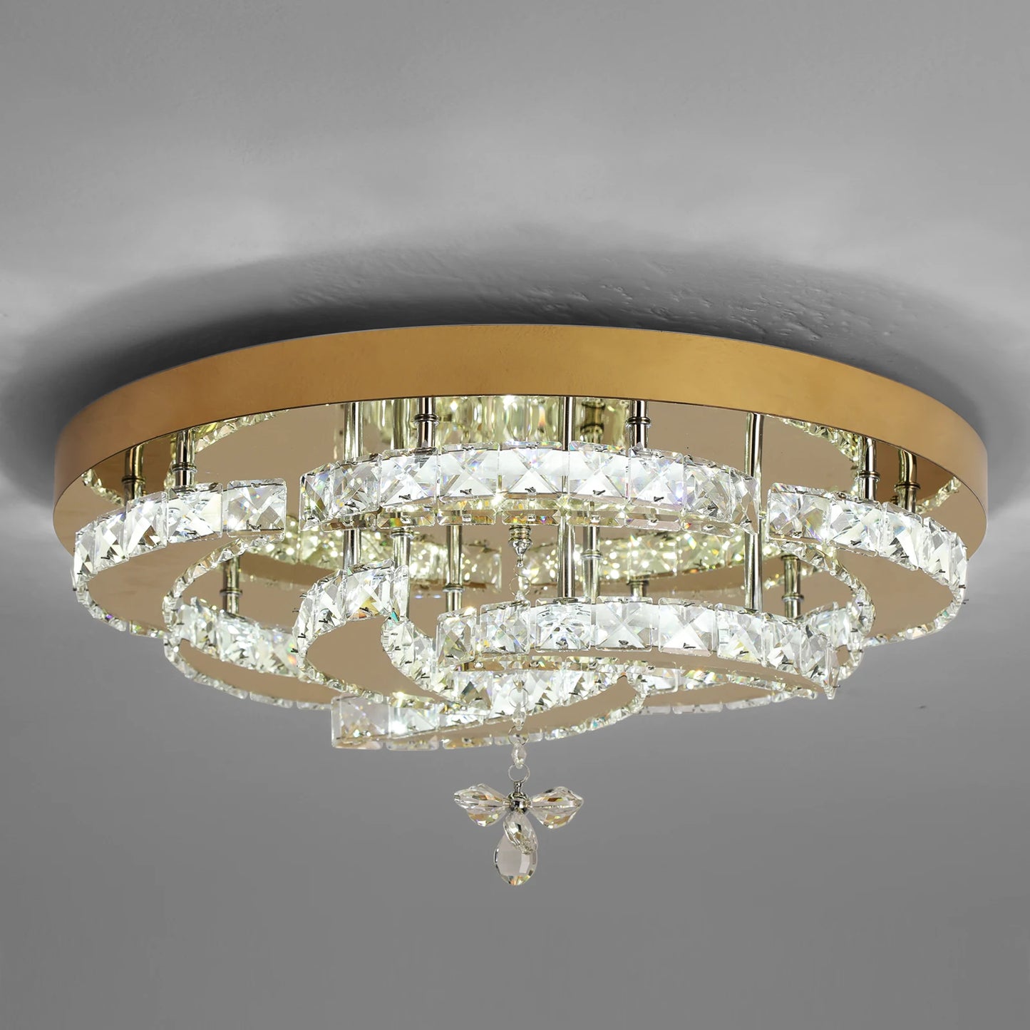Flower Led Ceiling Lamp Modern Crystal Drop Chandelier Pendant Light Ceiling Light Home Decor Fixtures Living Room RC Dimming