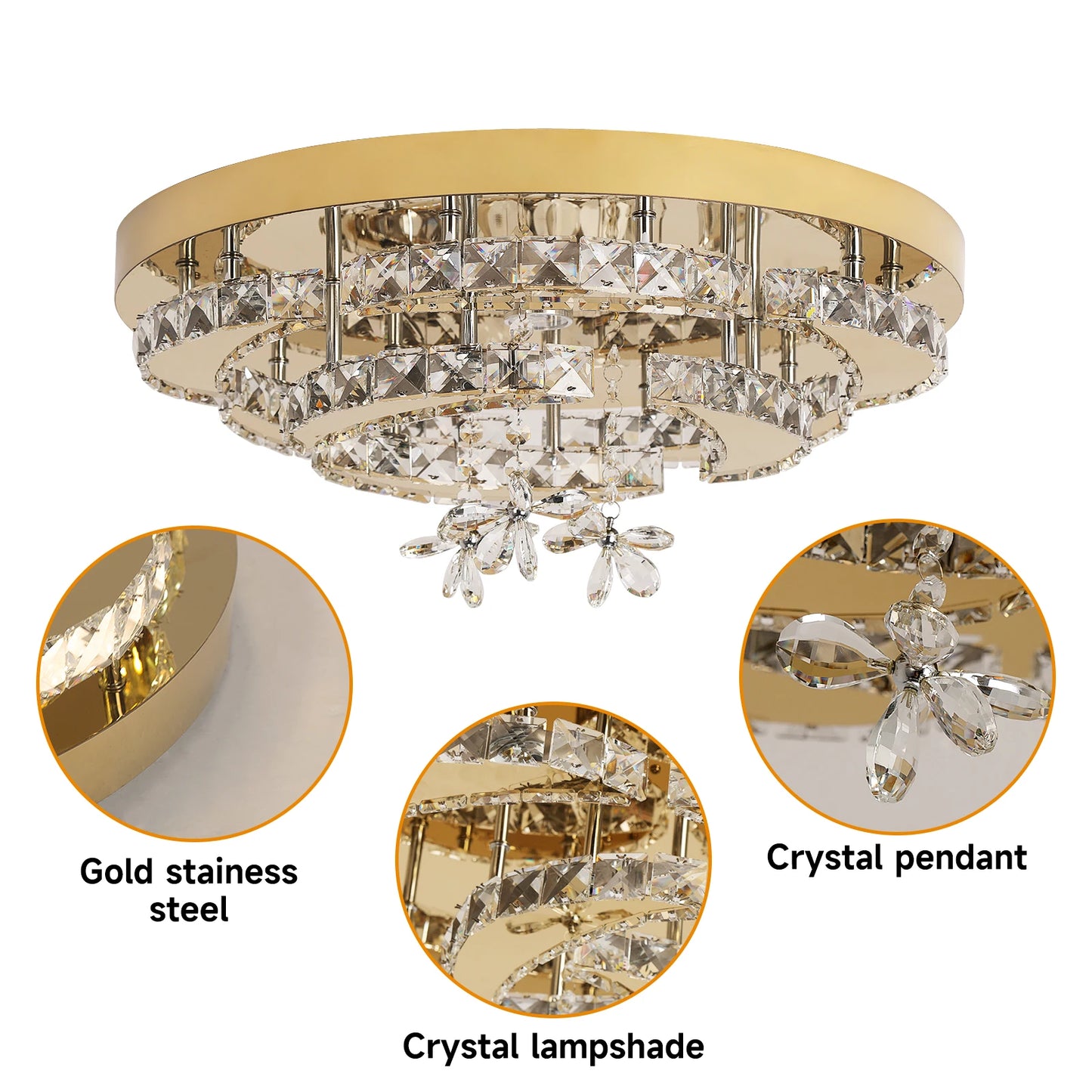 Flower Led Ceiling Lamp Modern Crystal Drop Chandelier Pendant Light Ceiling Light Home Decor Fixtures Living Room RC Dimming