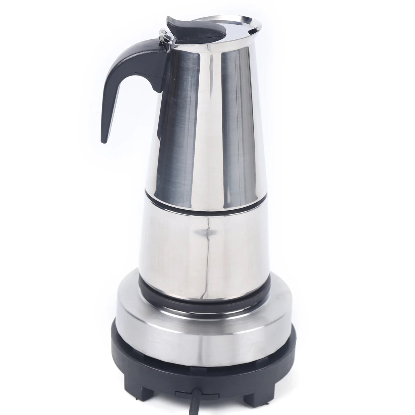 6 Cup (300ml) Stainless Steel Moka Pot, 500W 110V Espresso Maker Coffee Pot with Electric Stove, for Home, Office, Cafe, Silver