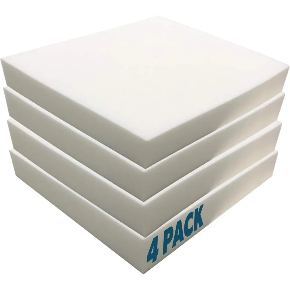 High-Density Outdoor Couch Cushion Replacement, 4 Pack, 4 x 24 x 24 Square Foam Pad for Patio Furniture