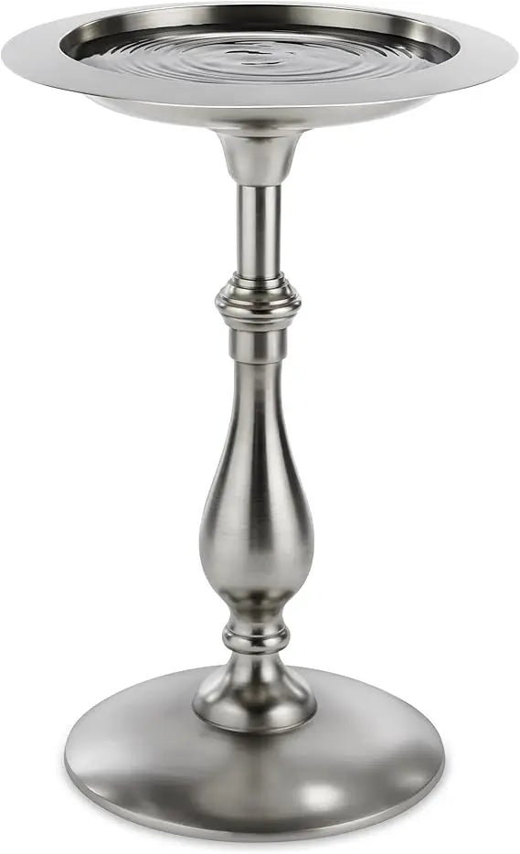 Classic Pewter Pedestal Free Standing Bird Bath for Outside Backyard, Outdoor Patio, Garden, Birdbath by Good Directions, Hummi