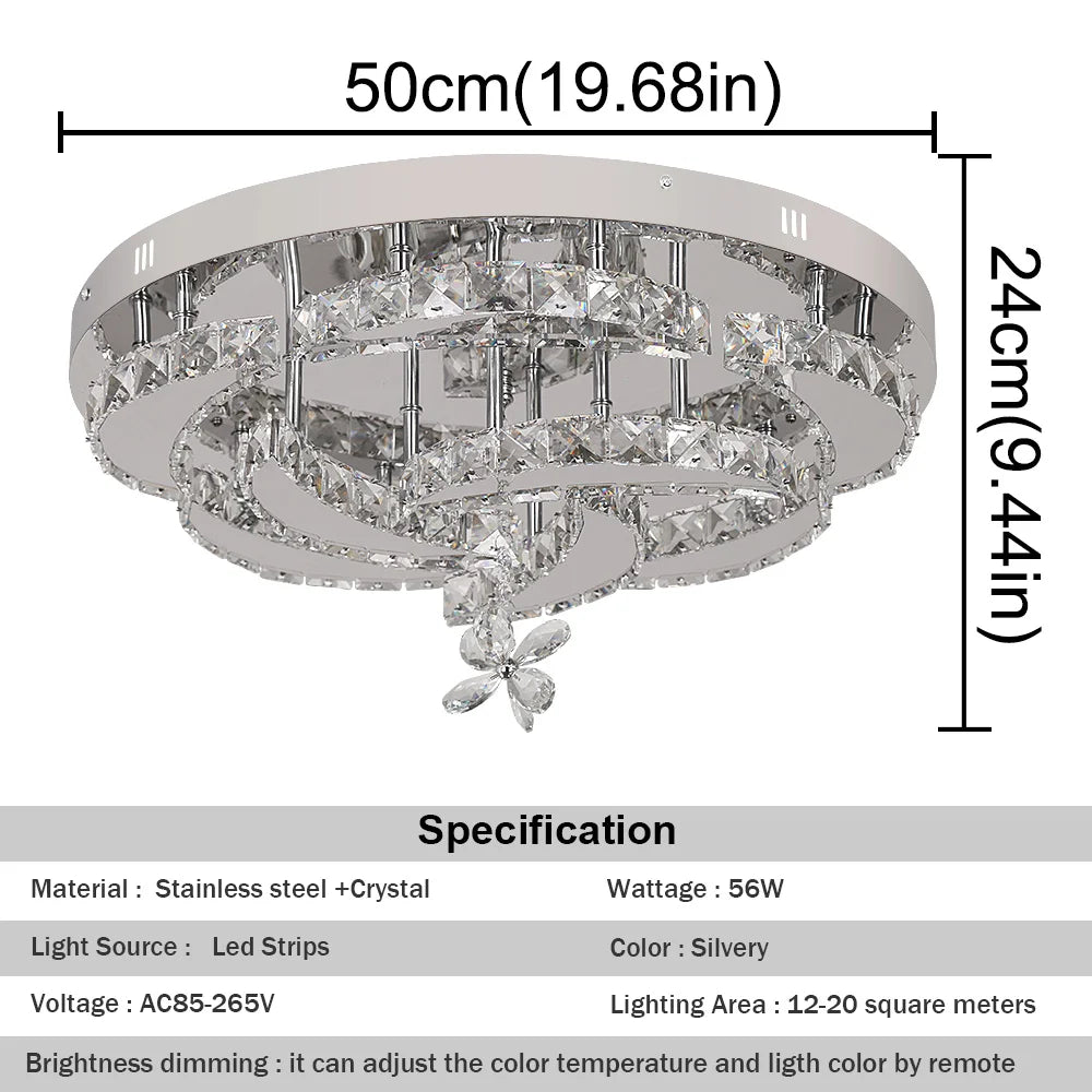 Flower Led Ceiling Lamp Modern Crystal Drop Chandelier Pendant Light Ceiling Light Home Decor Fixtures Living Room RC Dimming