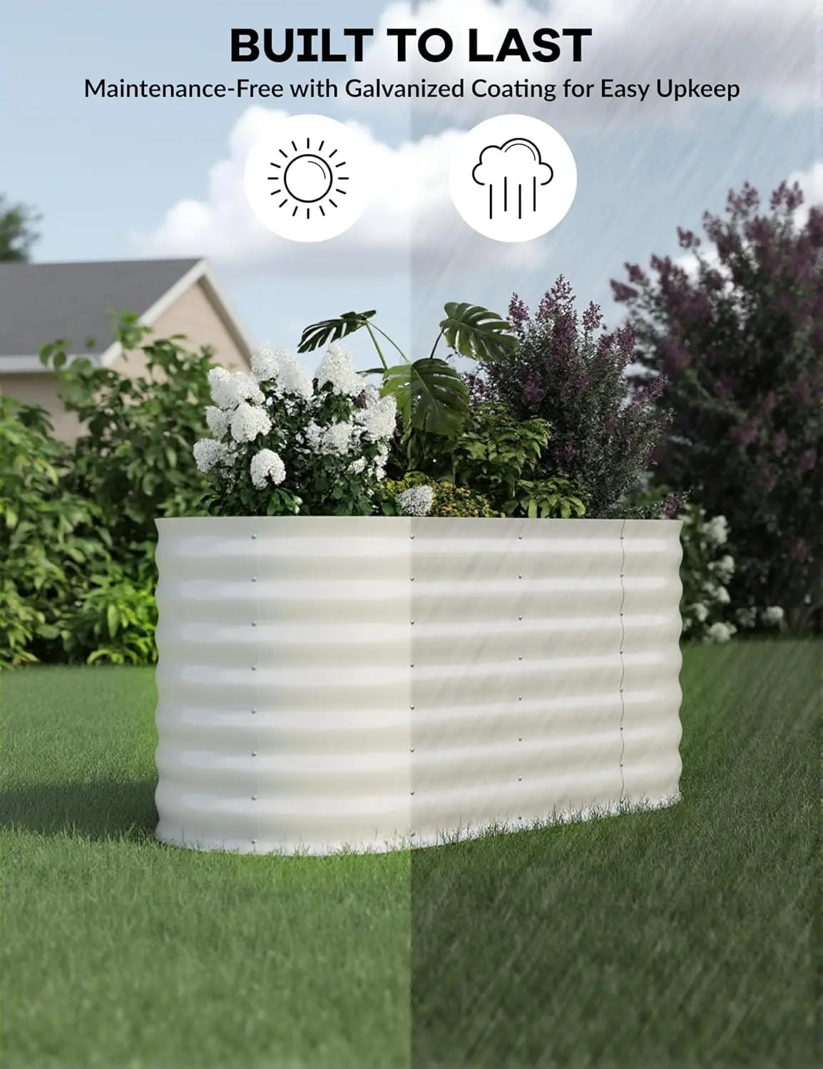 Galvanized Raised Garden Bed Kits Outdoor Metal Grow Garden Planter Box with Open Bottom for Planting Vegetables,Flower,Herb