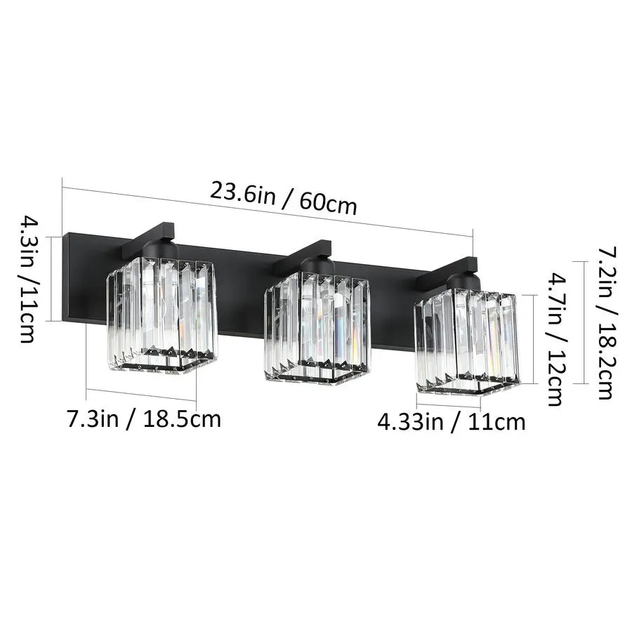Black Vanity Light Bathroom Lighting Fixtures 3 Light Crystal Modern Bathroom Vanity Light Exclude Bulb