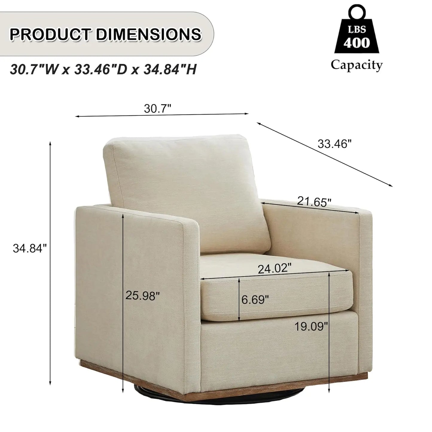 Swivel Accent Chair Set of 2, 360 Degree Square Swivel Chair for Living Room, Mid Century Modern Upholstered Barrel, Customized