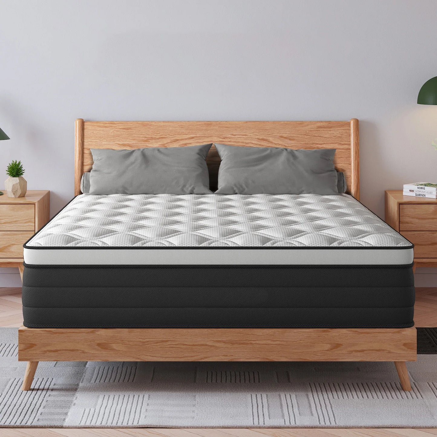 12 Inch Twin Full King Queen Mattress in A Box, Hybrid Memory Mattresses Euro Top Medium Firm for Back & Lumbar Support