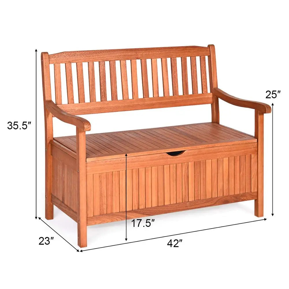 Outdoor Wood Storage Bench Deck Box, Entryway Porch Storage Bench with Inner Removable DustProof Lining amp Portable Handles, E