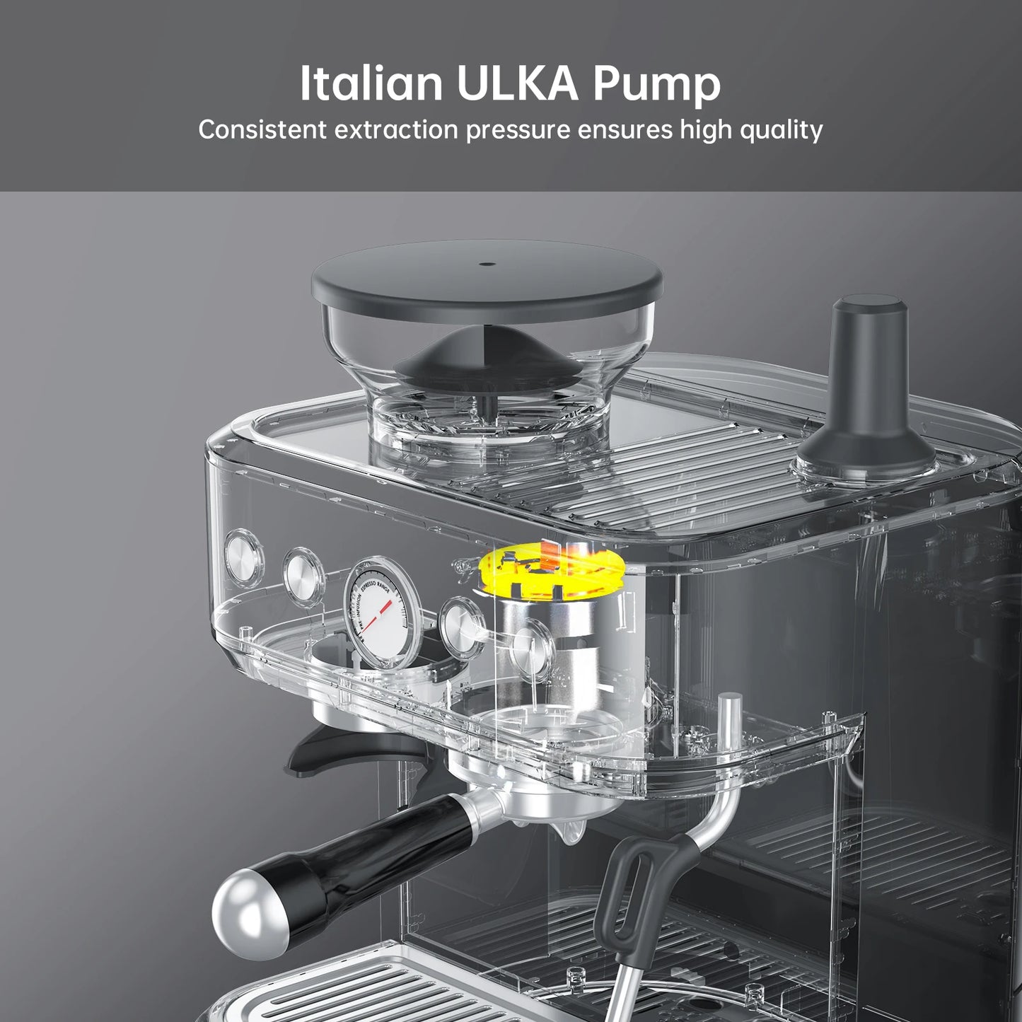 Espresso Machine with Grinder, Stainless Steel 15 Bar Coffee Machine with Milk Frother Coffee Maker for Home Latte Cappuccino