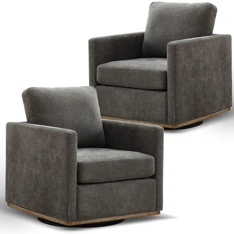 Swivel Accent Chair Set of 2, 360 Degree Square Swivel Chair for Living Room, Mid Century Modern Upholstered Barrel, Customized