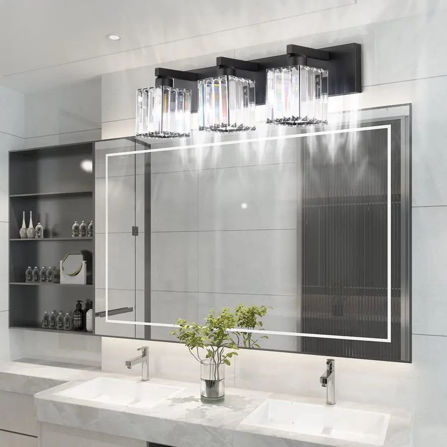 Black Vanity Light Bathroom Lighting Fixtures 3 Light Crystal Modern Bathroom Vanity Light Exclude Bulb