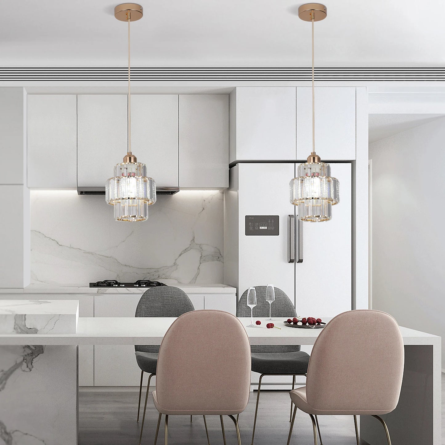 Modern Crystal Ceiling Lamp Glass Pendant Light Living Dining Room Nordic Chandelier Home Hotel Decor Luminaire Bright Fixture