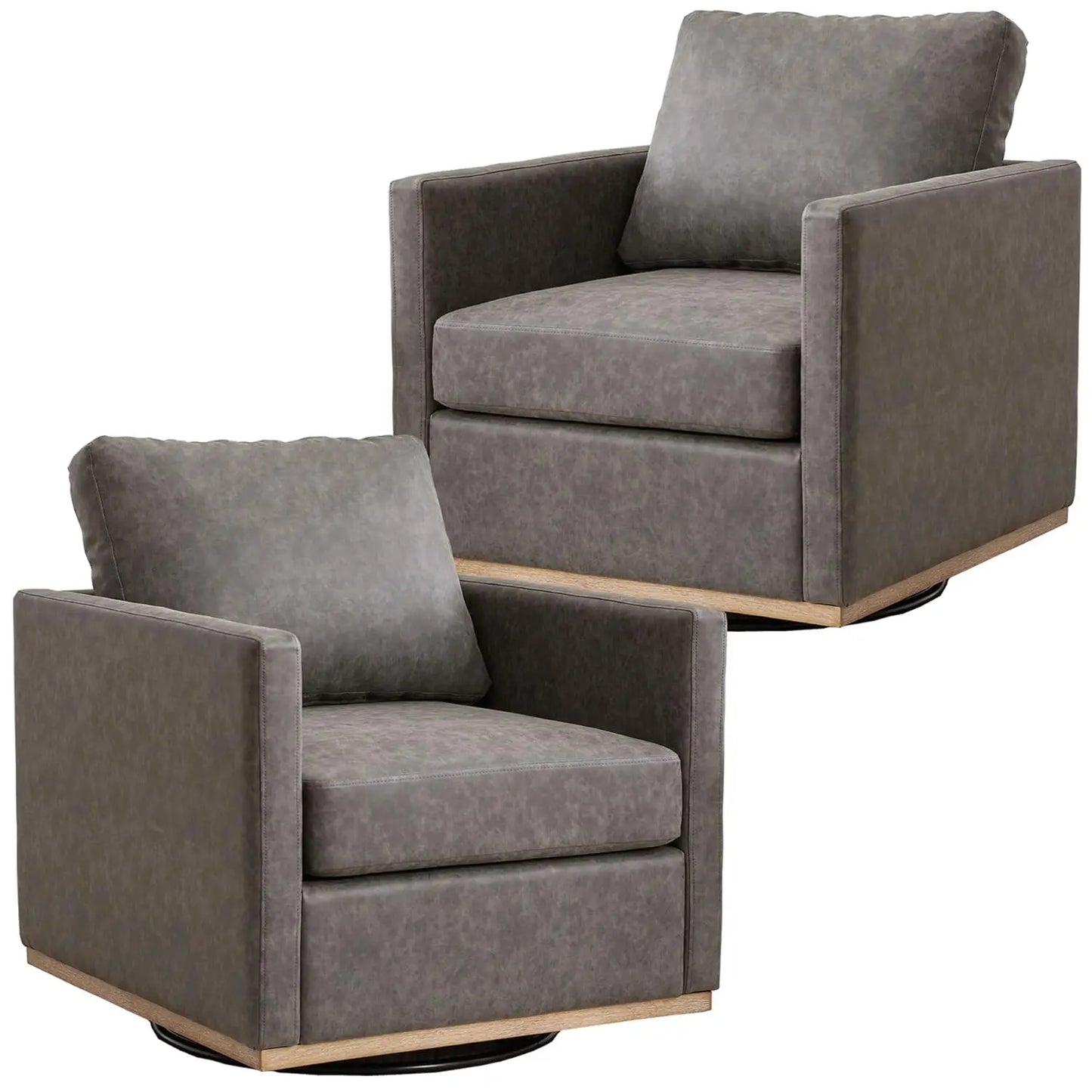 Swivel Accent Chair Set of 2, 360 Degree Square Swivel Chair for Living Room, Mid Century Modern Upholstered Barrel, Customized