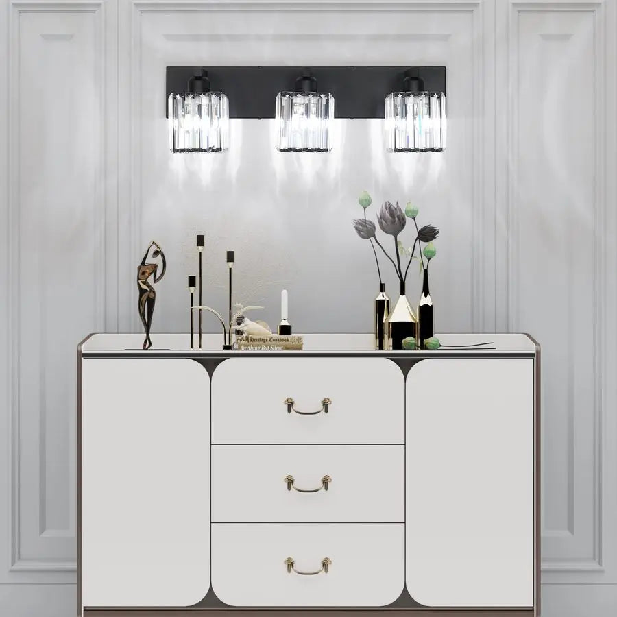 Black Vanity Light Bathroom Lighting Fixtures 3 Light Crystal Modern Bathroom Vanity Light Exclude Bulb