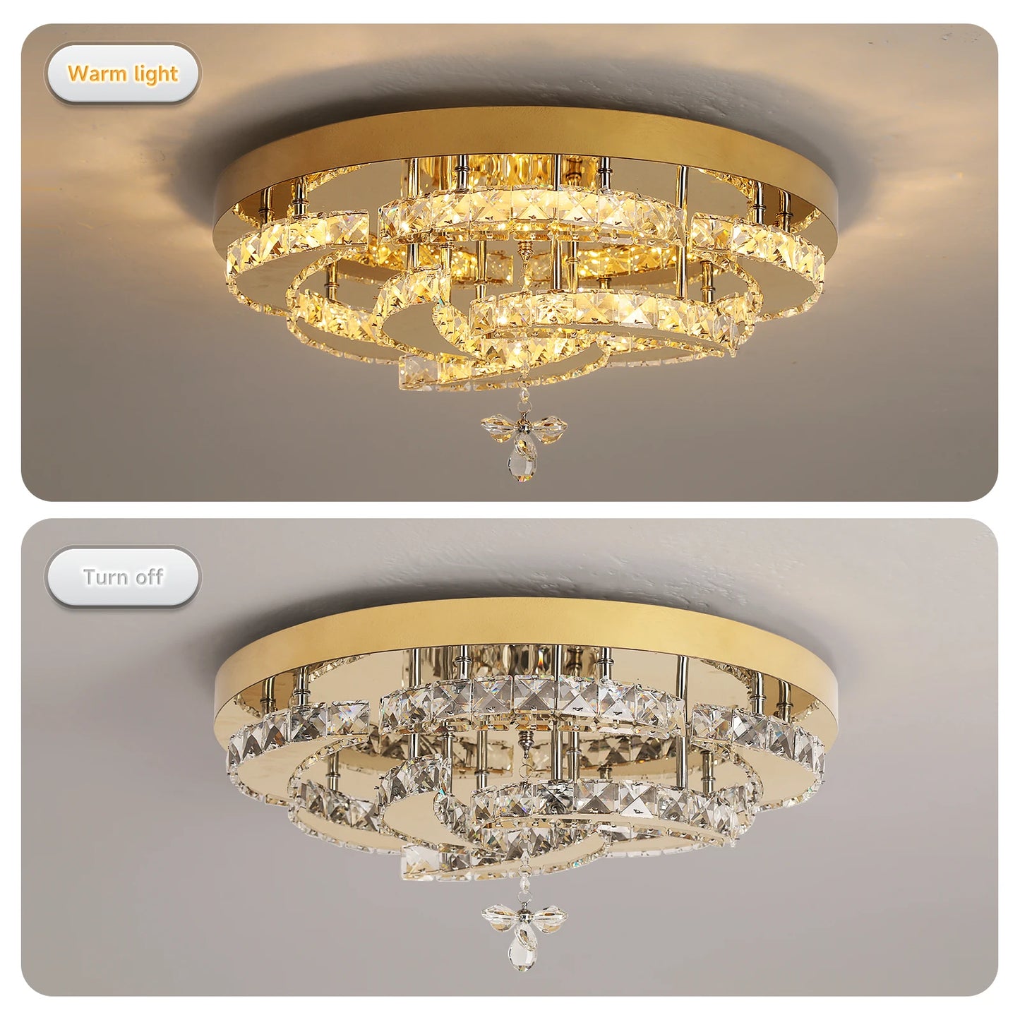 Flower Led Ceiling Lamp Modern Crystal Drop Chandelier Pendant Light Ceiling Light Home Decor Fixtures Living Room RC Dimming