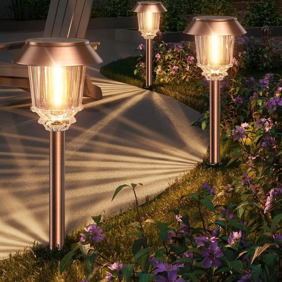 Solar Pathway Lights Outdoor 6 Pack Solar Lights Outdoor Waterproof, 1040 LM Dimmable Auto On Off Solar Outdoors Lights Yard Gar