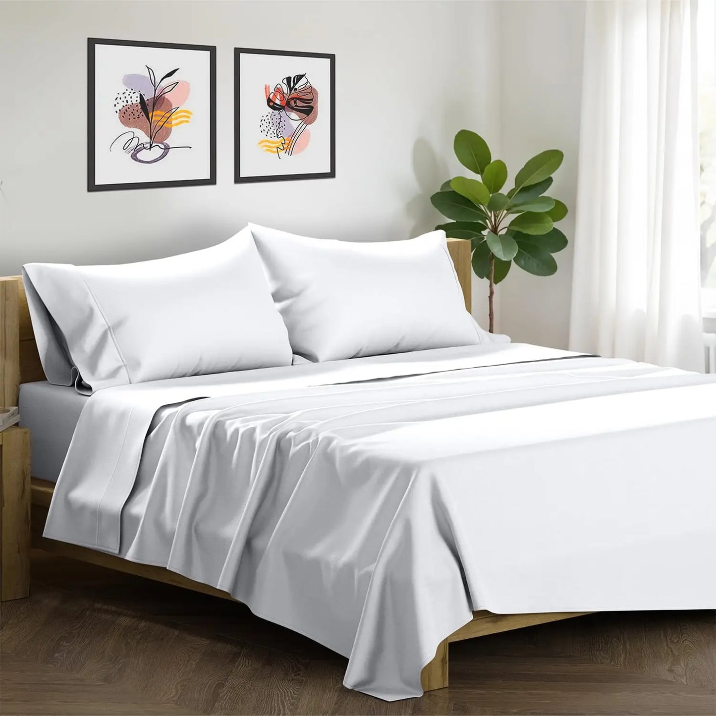 100% Egyptian Cotton Sheets Queen Size Bed Set - Luxury 1500 High Thread Count Egyptian Cotton Queen Sheet Set (4 PC, White), 17
