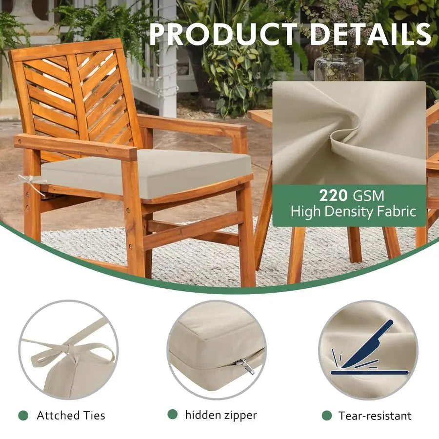 Chair Cushions Set of 4 Waterproof amp Fade Resistant Seat Cushion for Patio Furniture 18.5 x 16 x 2 Inch Chair Pads with Ties a