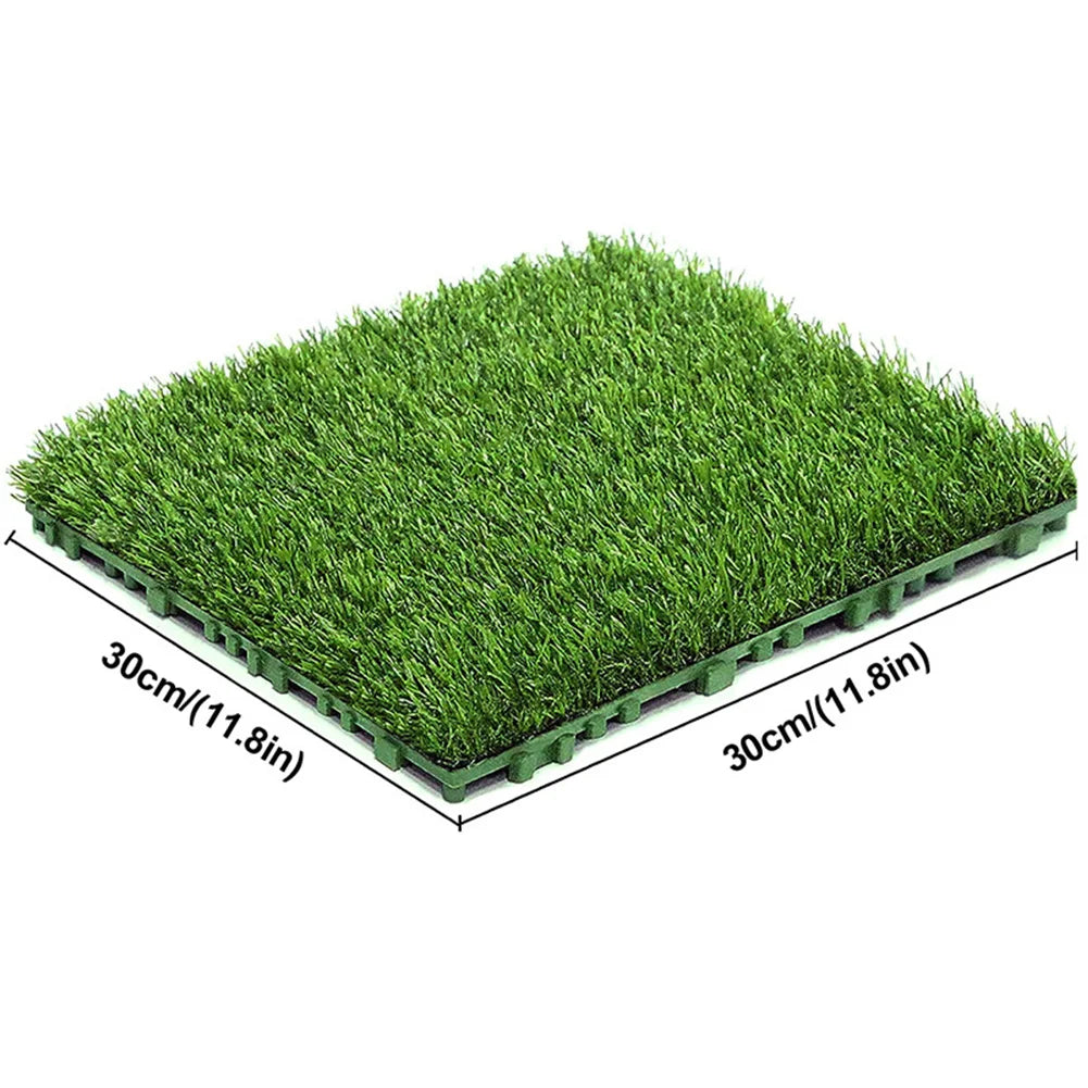10 Pcs 12 Inchx12 Inch Square Artificial Grass Mat Interlocking Fake Grass Deck Turf Tiles Grass Flooring Tiles for Garden Decor