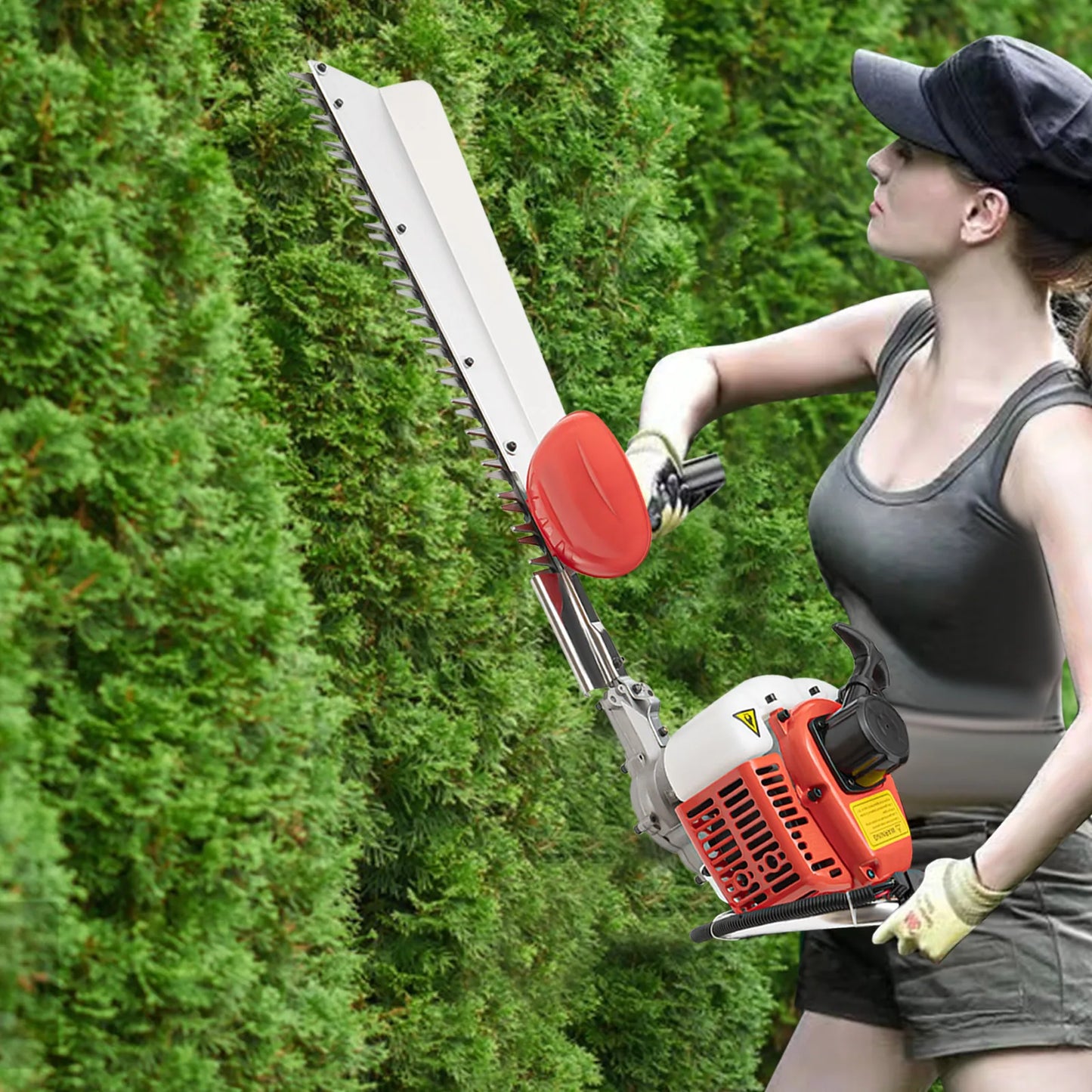 22.5cc Gasoline Hedge Trimmer, 27.5 Inch Single Blade Brush Cutter with Anti-Vibration Handle, 2-Stroke Garden Trimmer