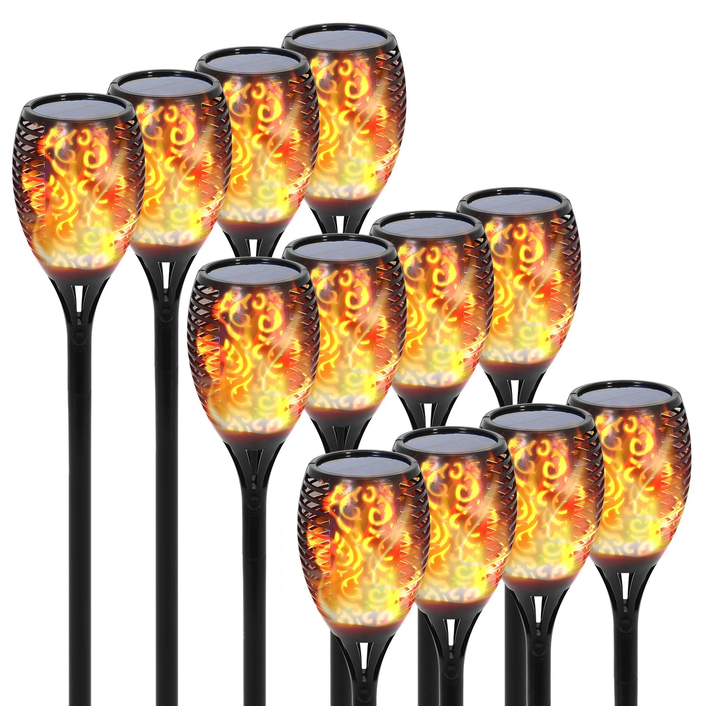 4//8/12/16PCS Solar Flame Torch Lights Outdoor 43 inch 96 LED Waterproof Landscape Garden Pathway Light Vivid Dancing Flickering