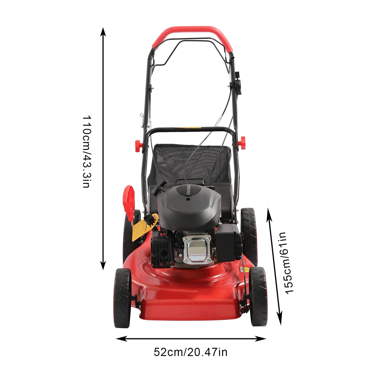 CNCEST 20Inch 140CC 4-Stroke Self Propelled Gas Powered Lawn Mower,  3-in-1 Lawn Mower with Grass Bag, 8 Gears Height Adjustable