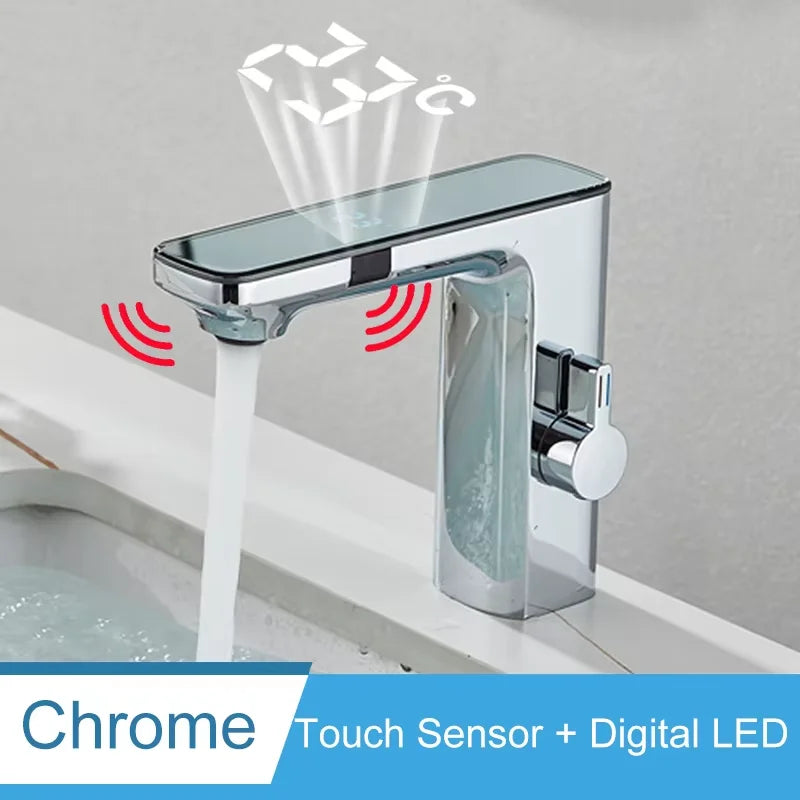 Shinesia Bathroom Basin Faucets Touch Sensor Digital LED Temperature Display Hot Cold Water Intelligent Sink Faucet Water Tap