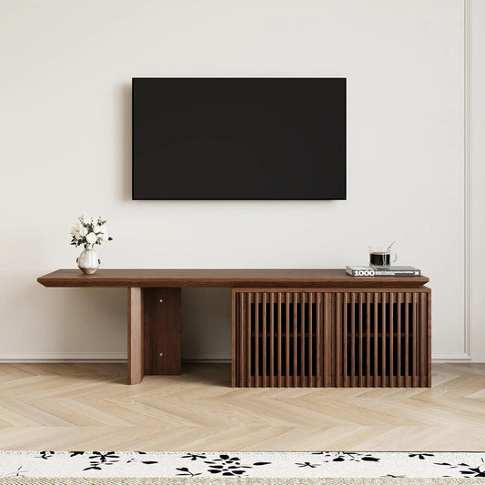 Extendable TV Stand Media Console Cabinet Storage Walnut 55-84 Inch Living Room Bedroom Customized