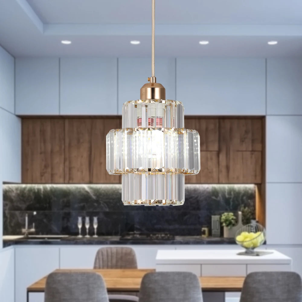 Modern Crystal Ceiling Lamp Glass Pendant Light Living Dining Room Nordic Chandelier Home Hotel Decor Luminaire Bright Fixture