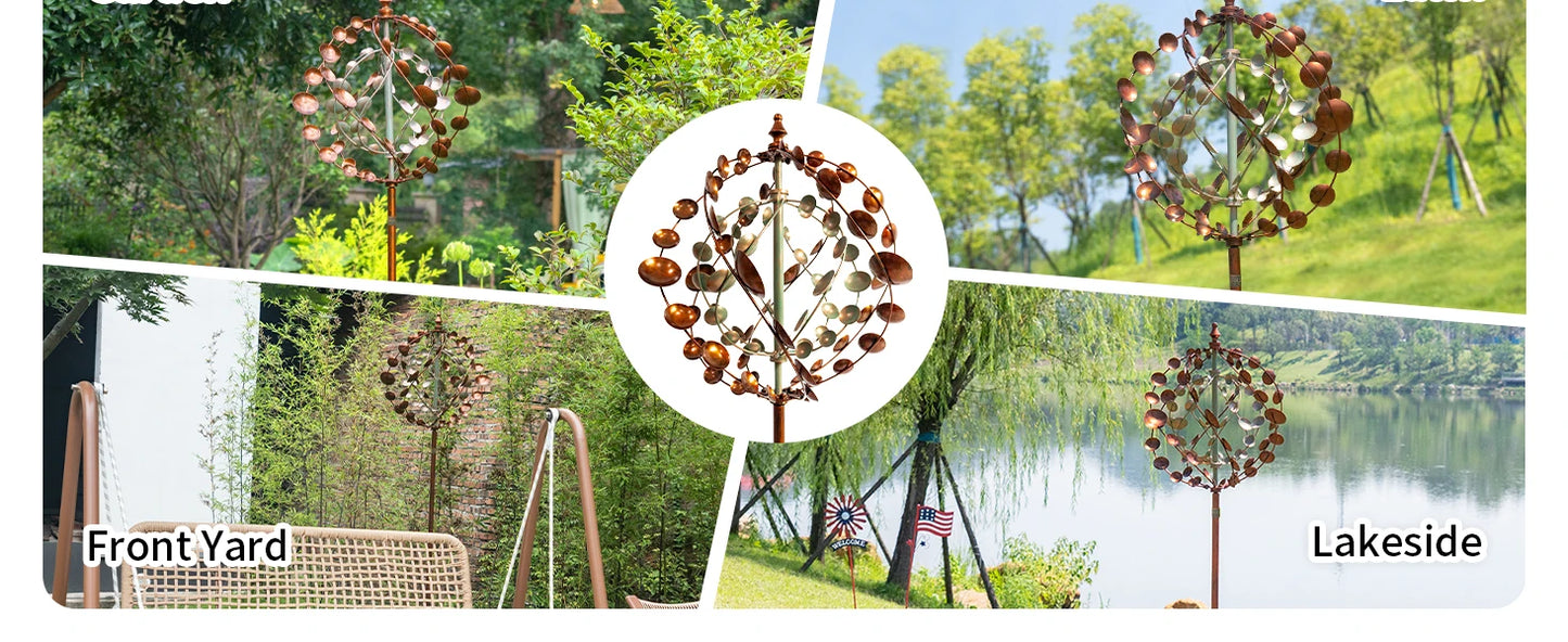Wind Spinners Outdoor, 75" Large Metal Kinetic Wind Sculptures for Garden, 360 Degrees Swivel Yard Art with 2 Pcs Welcome Flag