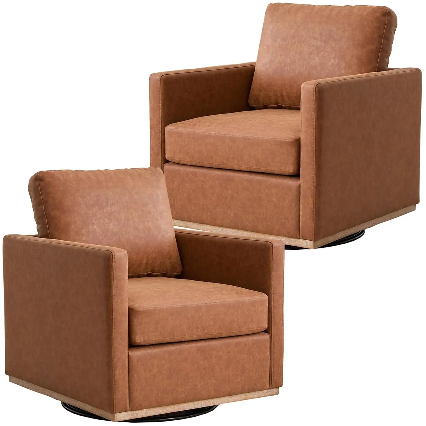 Swivel Accent Chair Set of 2, 360 Degree Square Swivel Chair for Living Room, Mid Century Modern Upholstered Barrel, Customized