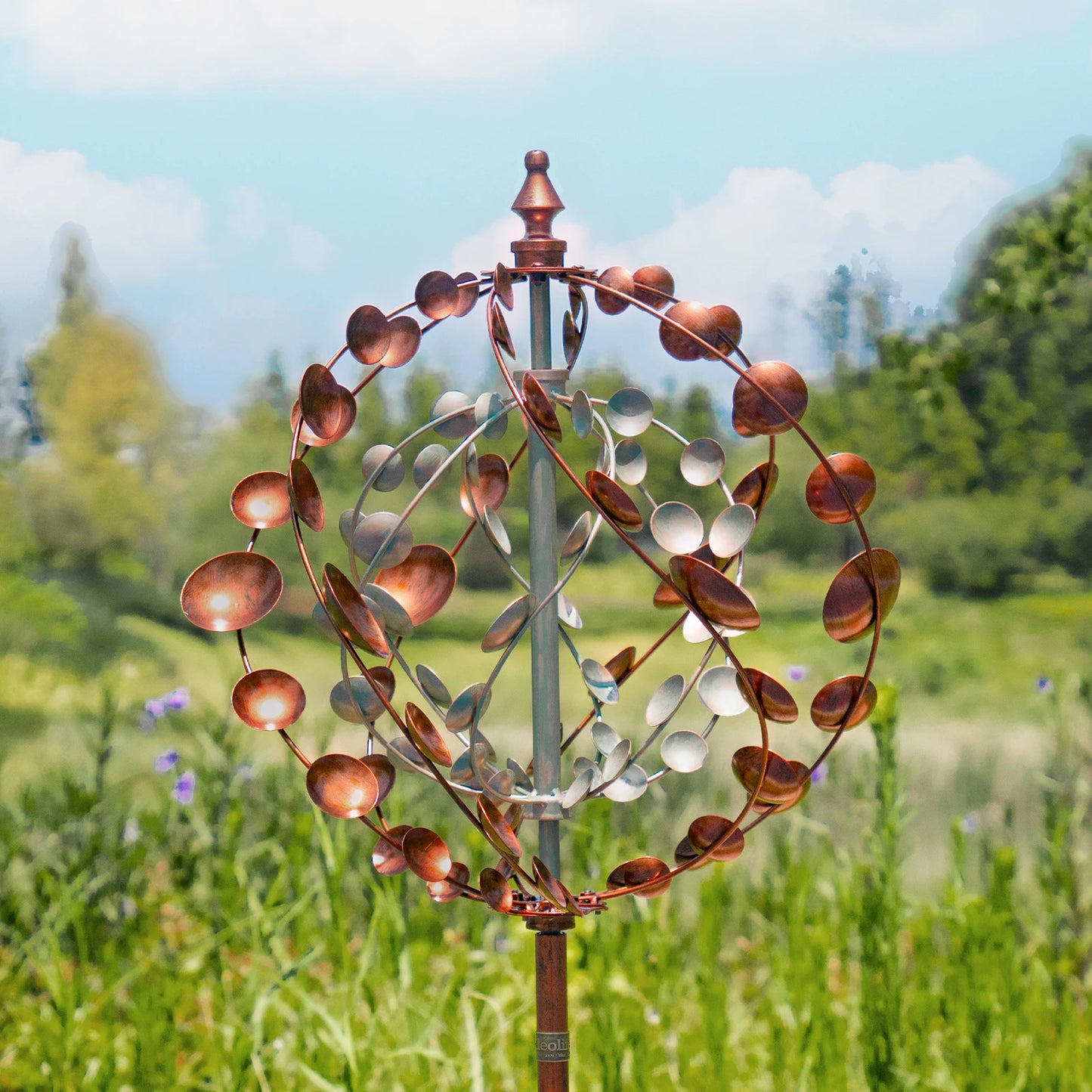 Wind Spinners Outdoor, 75" Large Metal Kinetic Wind Sculptures for Garden, 360 Degrees Swivel Yard Art with 2 Pcs Welcome Flag