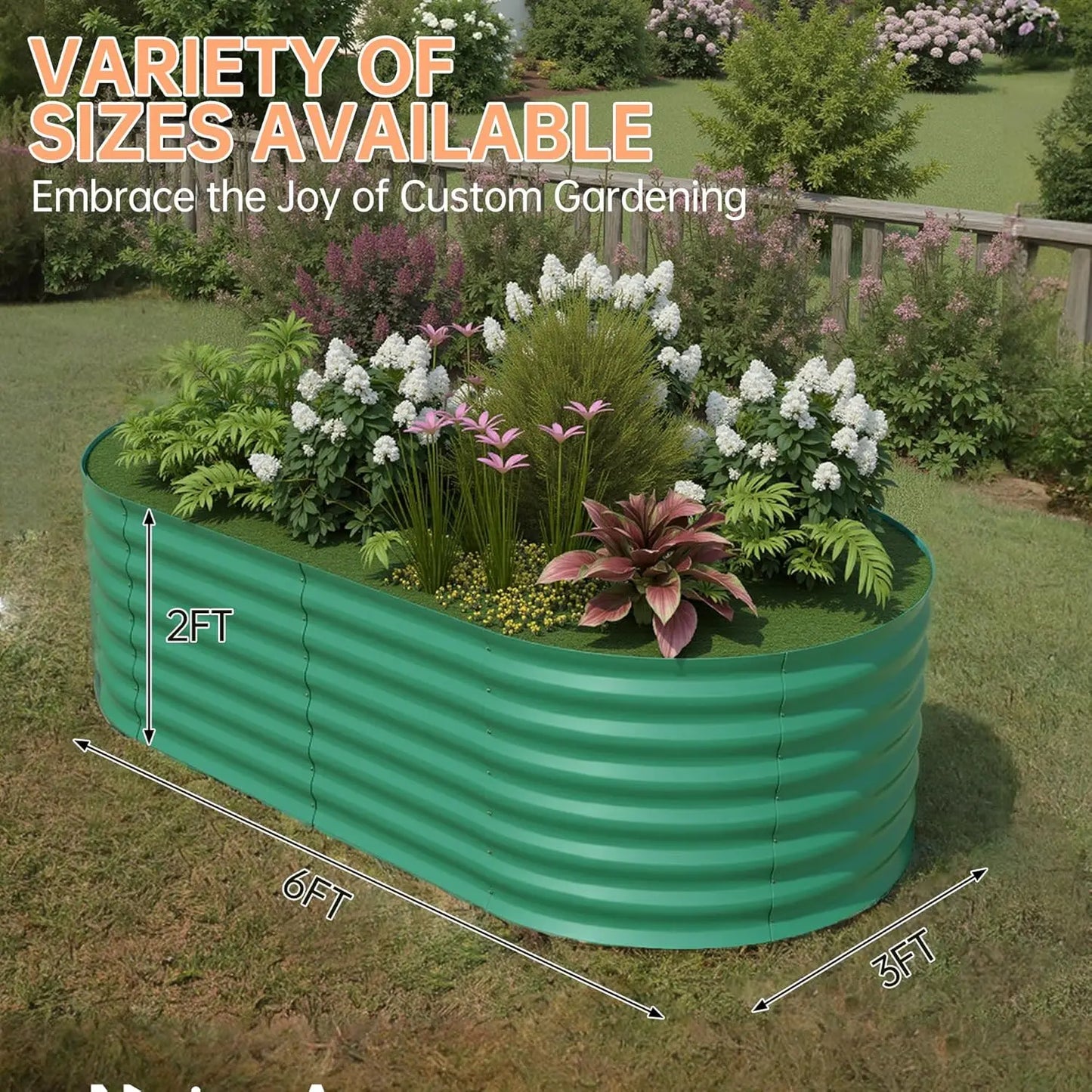 Galvanized Raised Garden Bed Kits Outdoor Metal Grow Garden Planter Box with Open Bottom for Planting Vegetables,Flower,Herb