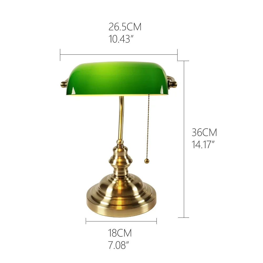 Desk lamp Table Light glass banker‘s lamp zipper switch for bedroom home stuy restaurant library office light night lamp