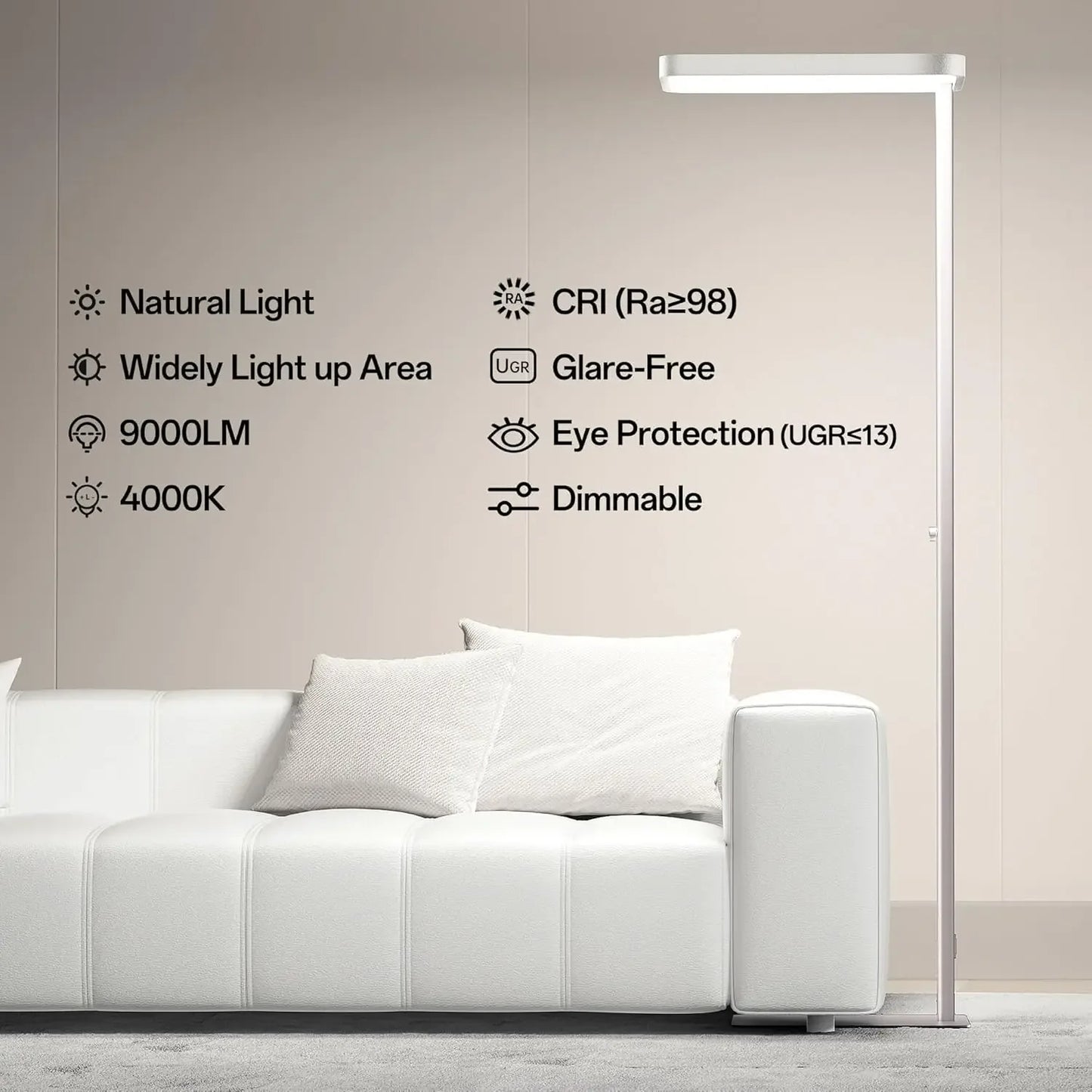 Homelist LH1 Superlight 77'' Floor Lamp, 100W Full-Spectrum Eye-Care Bright Floor Lamp for Reading, Office Work, 9000LM LED Stan
