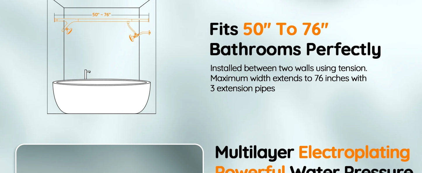 Tandem Shower Head For Couples, Dual Shower Head System - Double Shower Heads for Two People Rod - 2 Person Showerhead