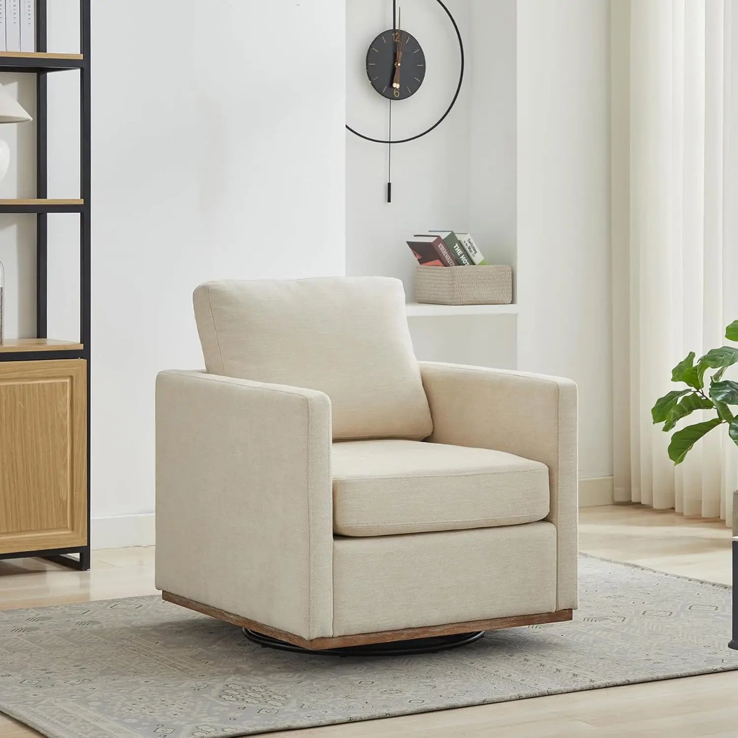 Swivel Accent Chair Set of 2, 360 Degree Square Swivel Chair for Living Room, Mid Century Modern Upholstered Barrel, Customized