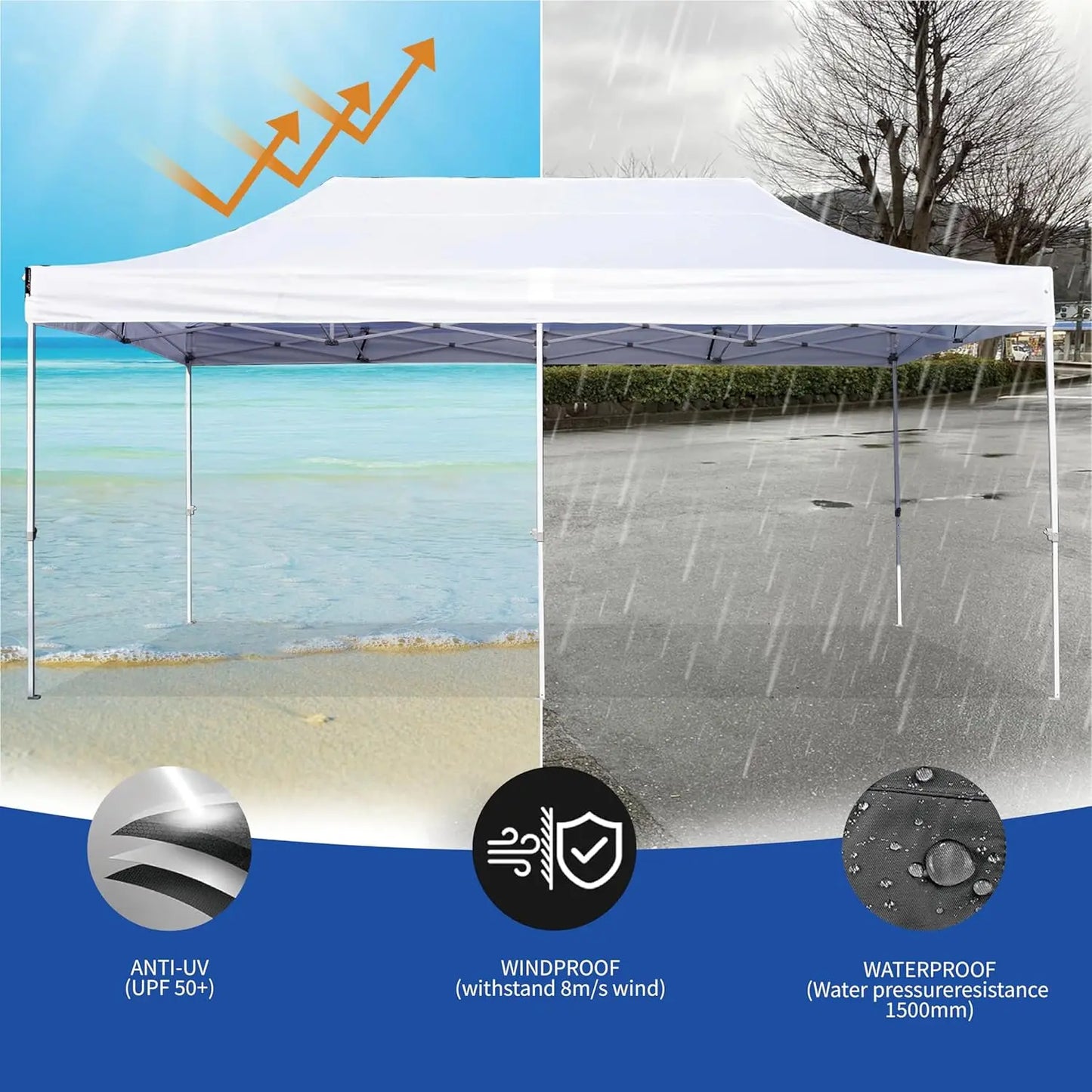 10x20 Canopy Tent Pop Up Tent Canopies Portable Instant Commercial Heavy Duty Outdoor Market Shelter, Custom