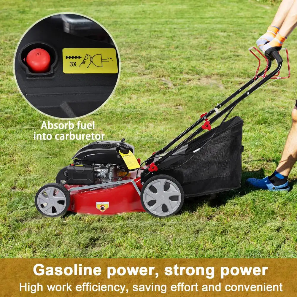 4-stroke Lawn Mower, Self Propelled Lawn Mower, 141cc Petrol Engine, Push Lawn Mower With 50L Grass Tank, Big Wheels