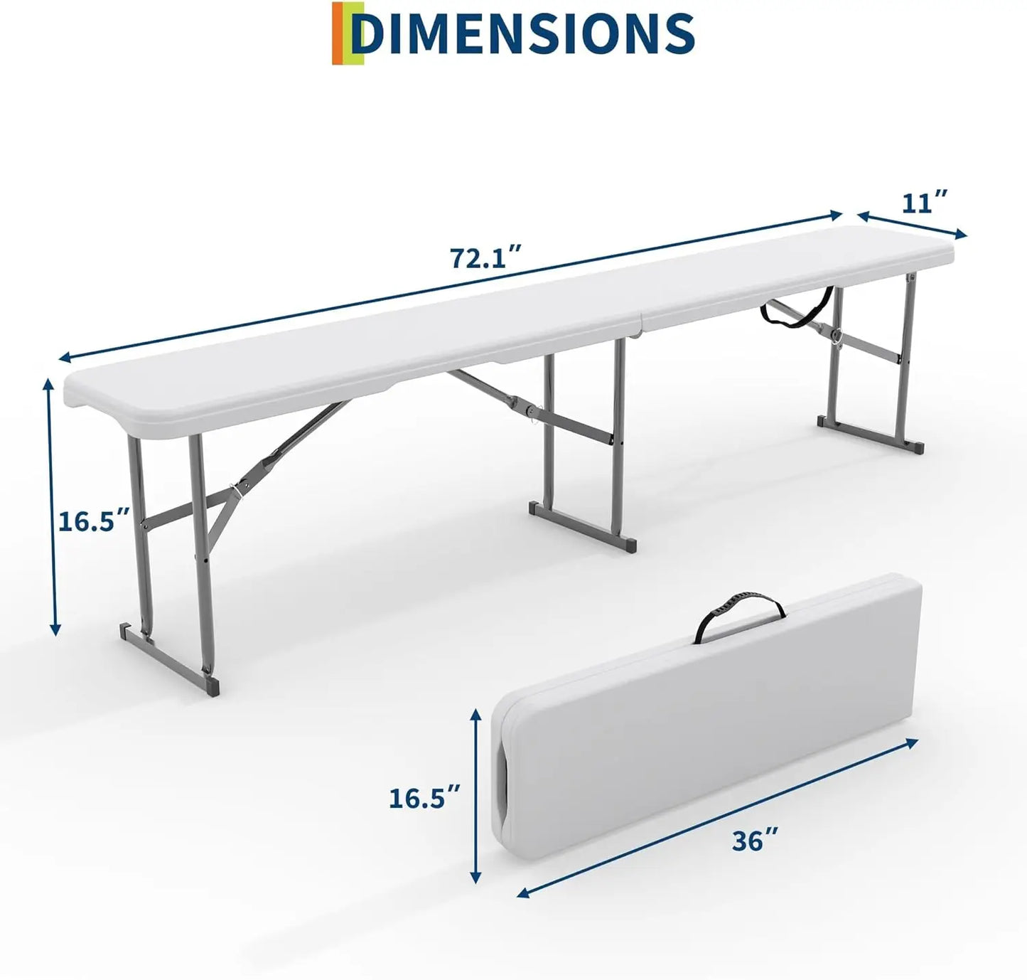 6Ft Plastic Folding Bench, 2 Pack HDPE Portable Folding Outdoor Benches w/Carrying Handle for Picnic Camping Sports Activities