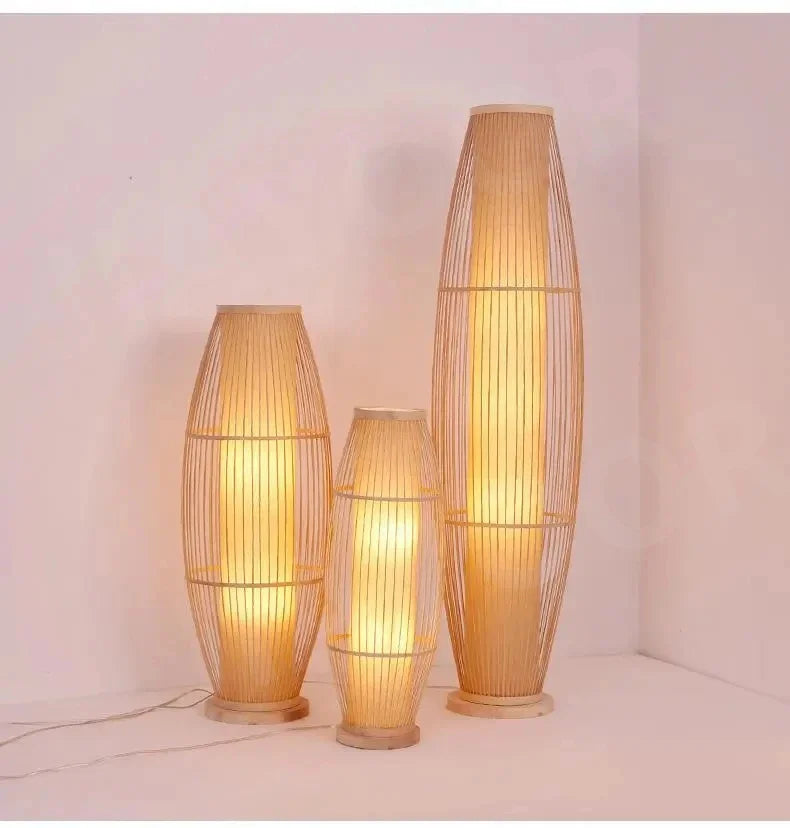 Art Chinese Floor Lamp Retro Bamboo Weaving Living Room Tea Room Japanese Bedroom Classic Creative Ornament Lighting Fixtures